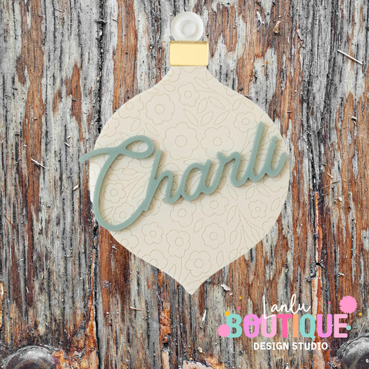 Vintage Christmas Ornament - Custom Name Decoration - Rustic Holiday Decor Handmade Gift