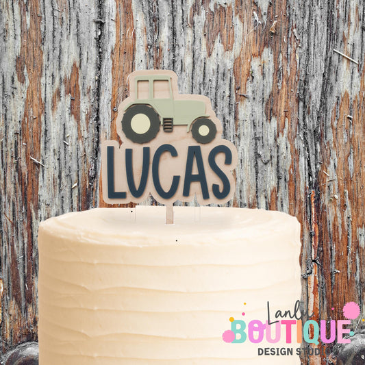 Tractor Cake Topper - Custom Farm Themed Birthday Decoration - Customizable Party Decor