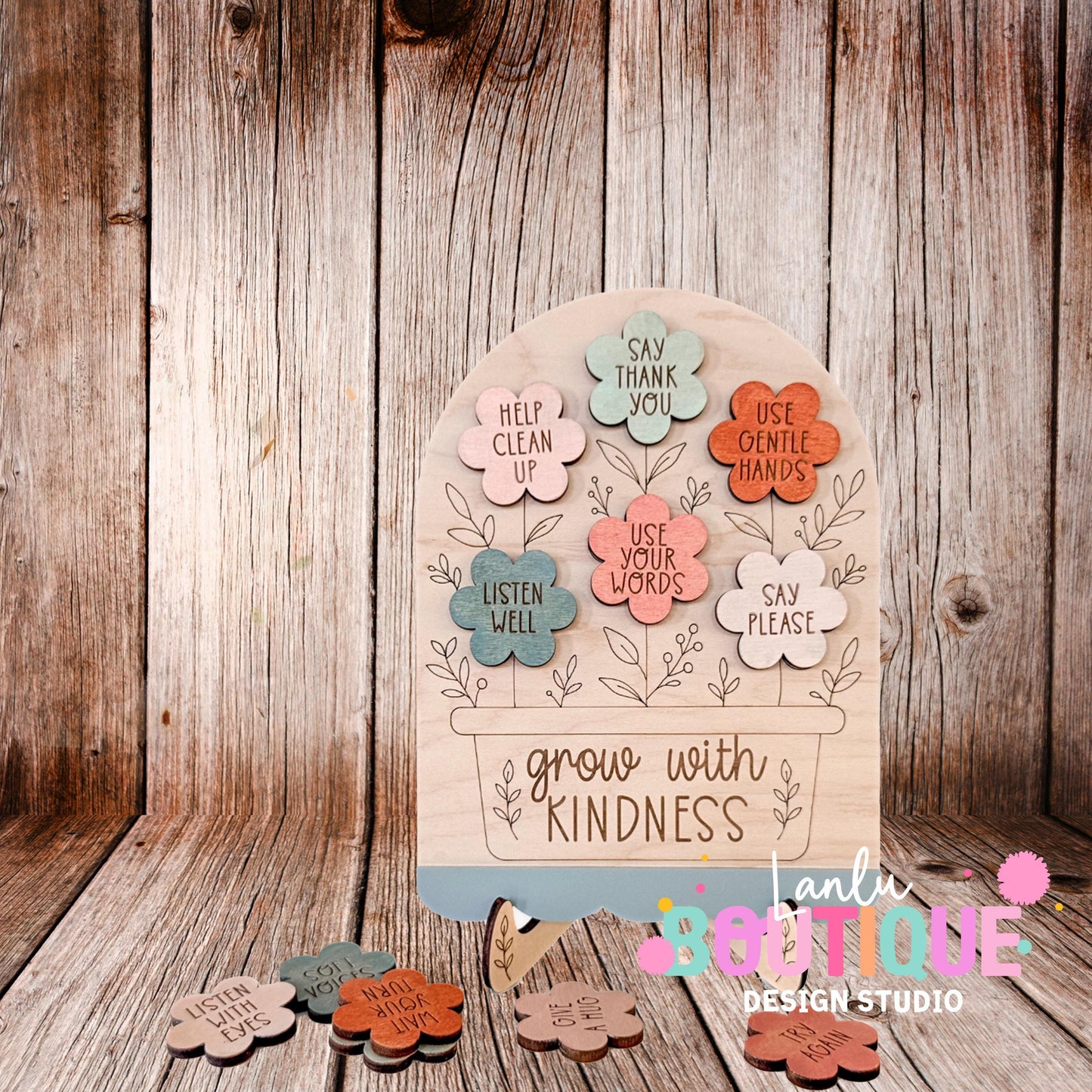 Wooden Magnetic Kindness Growth Sign - Educational Motivational Decor for Kids Room and Classroom