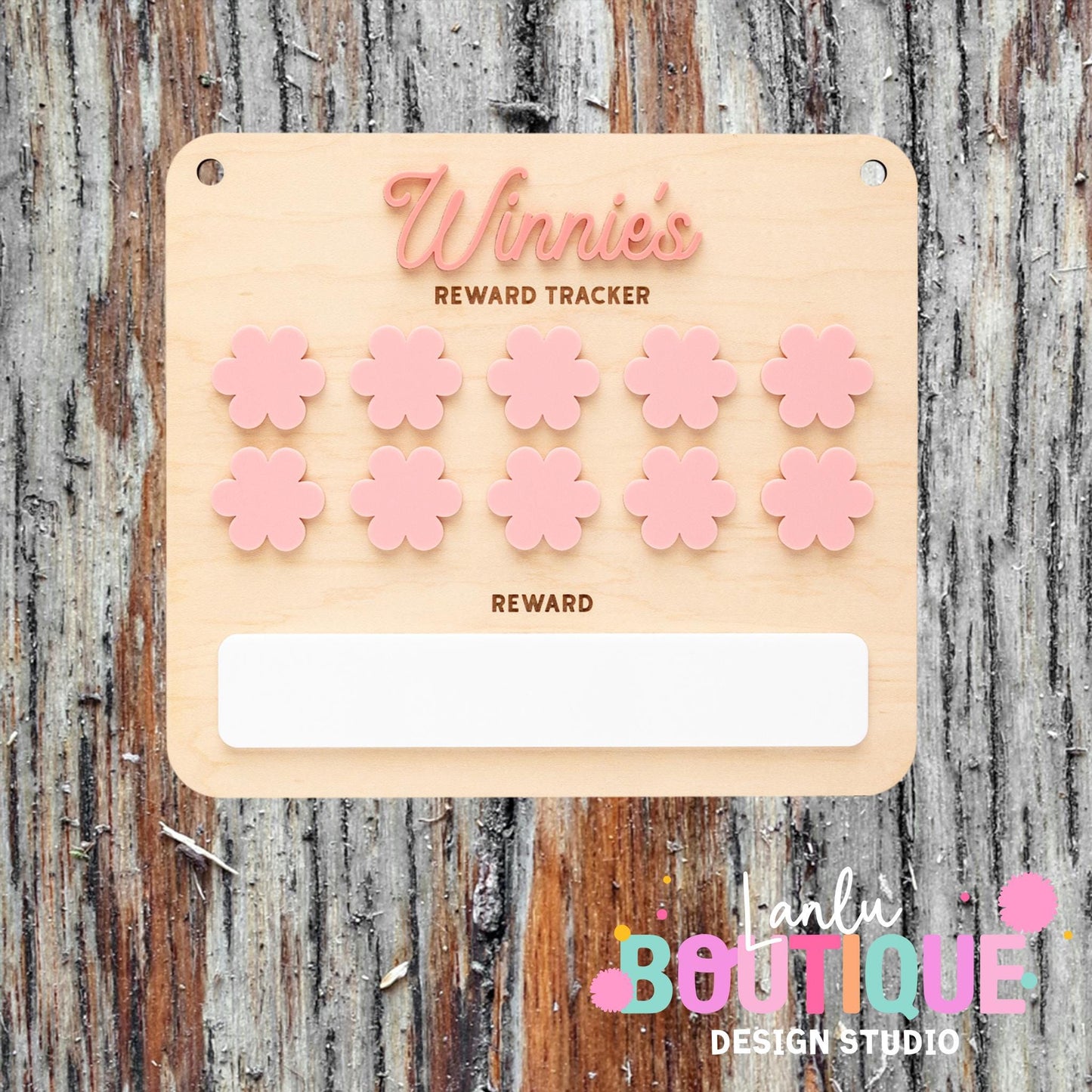 Personalized Wooden Reward Chart for Kids - Incentive Star or Flower Tracker - Custom Name Motivation Board
