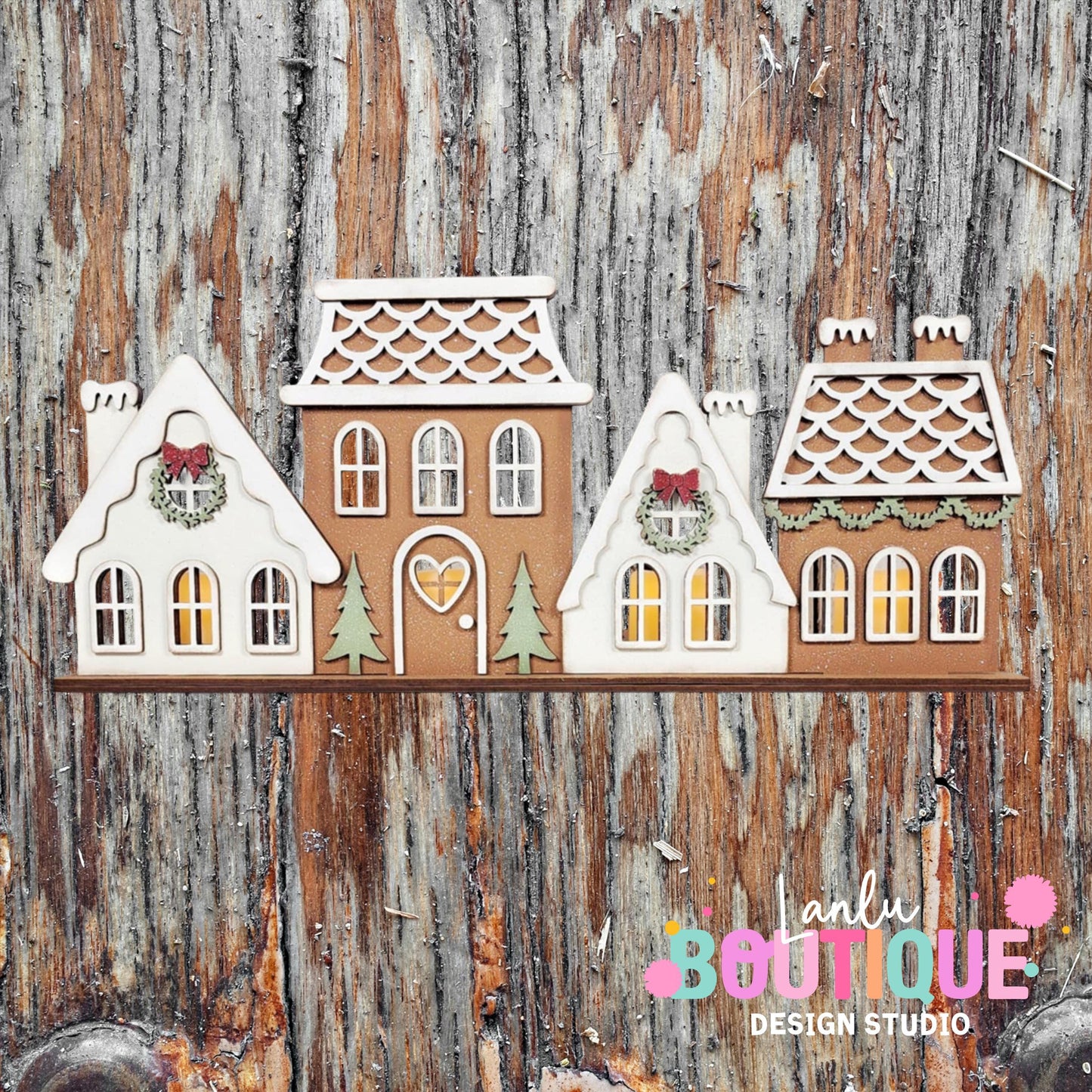 House Votive Holder - Rustic Christmas Village Decor, Cozy Holiday Tealight Luminary