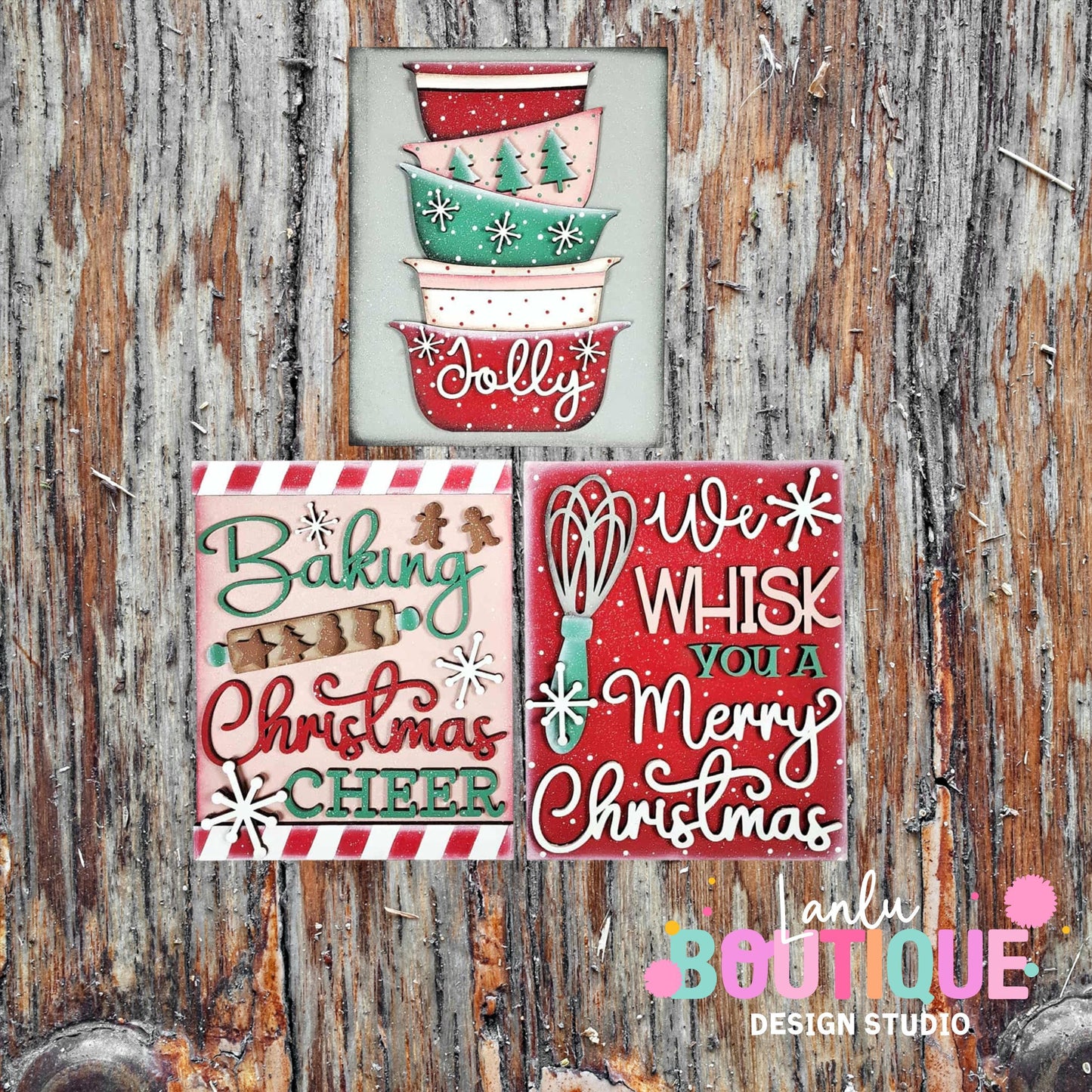 Christmas Wall Decor Set - Baking Spirits Bright Holiday Cheer Ornaments