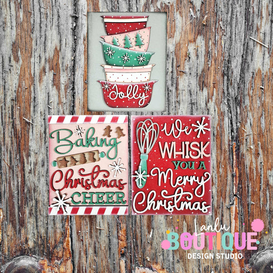 Christmas Wall Decor Set - Baking Spirits Bright Holiday Cheer Ornaments