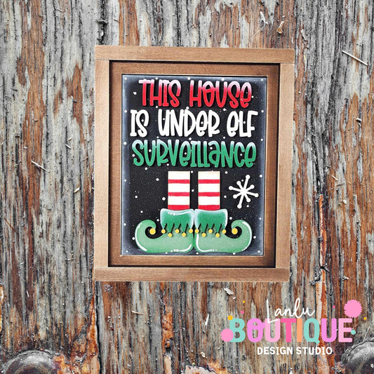 Under Elf Surveillance Christmas Wall Decor - Festive Holiday Sign for Home