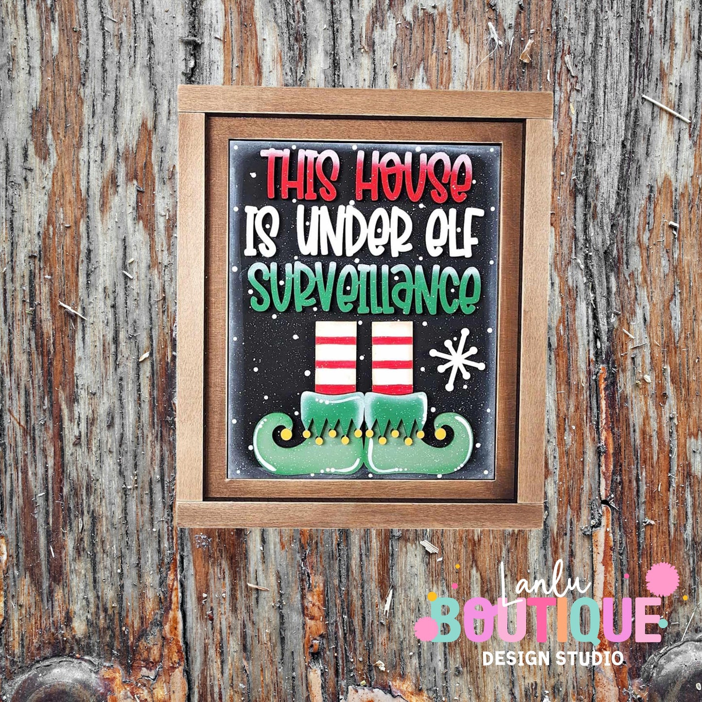 Under Elf Surveillance Christmas Wall Decor - Festive Holiday Sign for Home