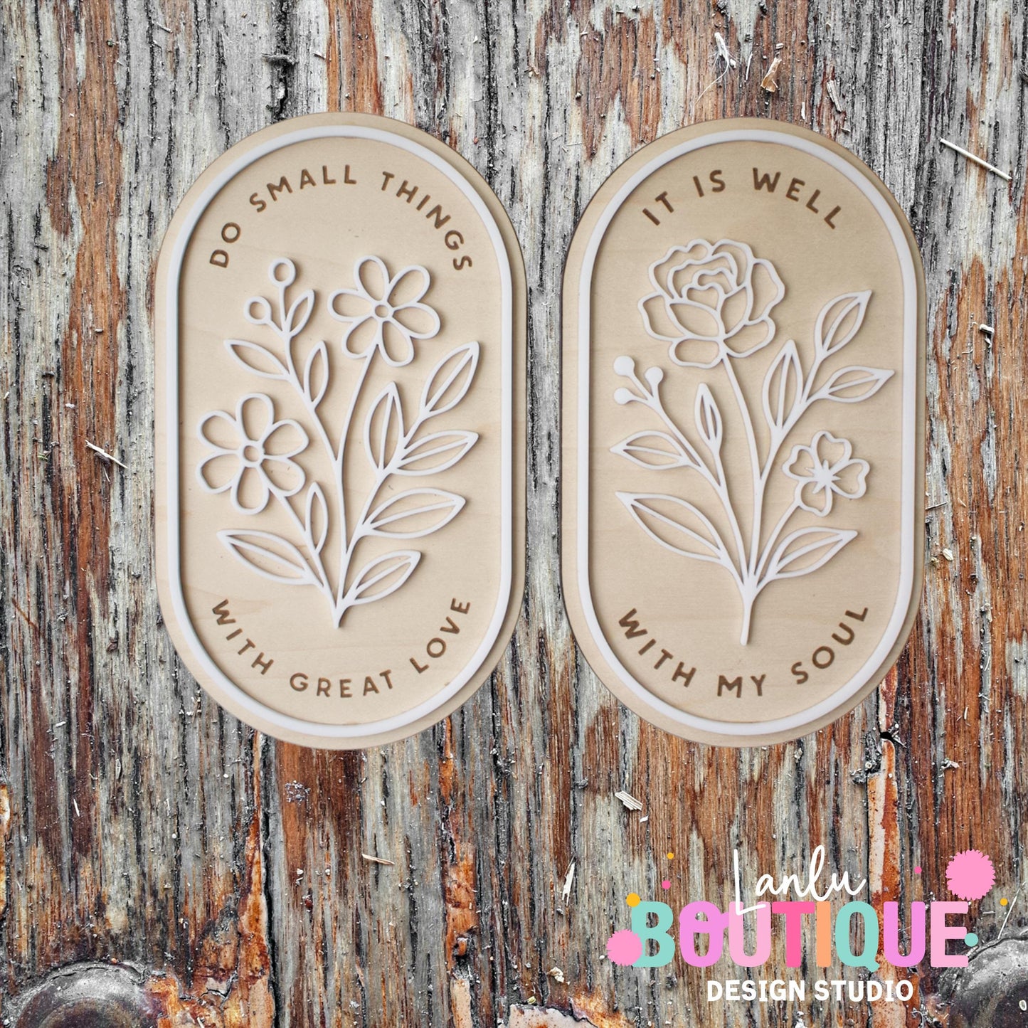 Floral Wall Sign Set - Uplifting Home Decor with Positive Quotes and Elegant Flower Design
