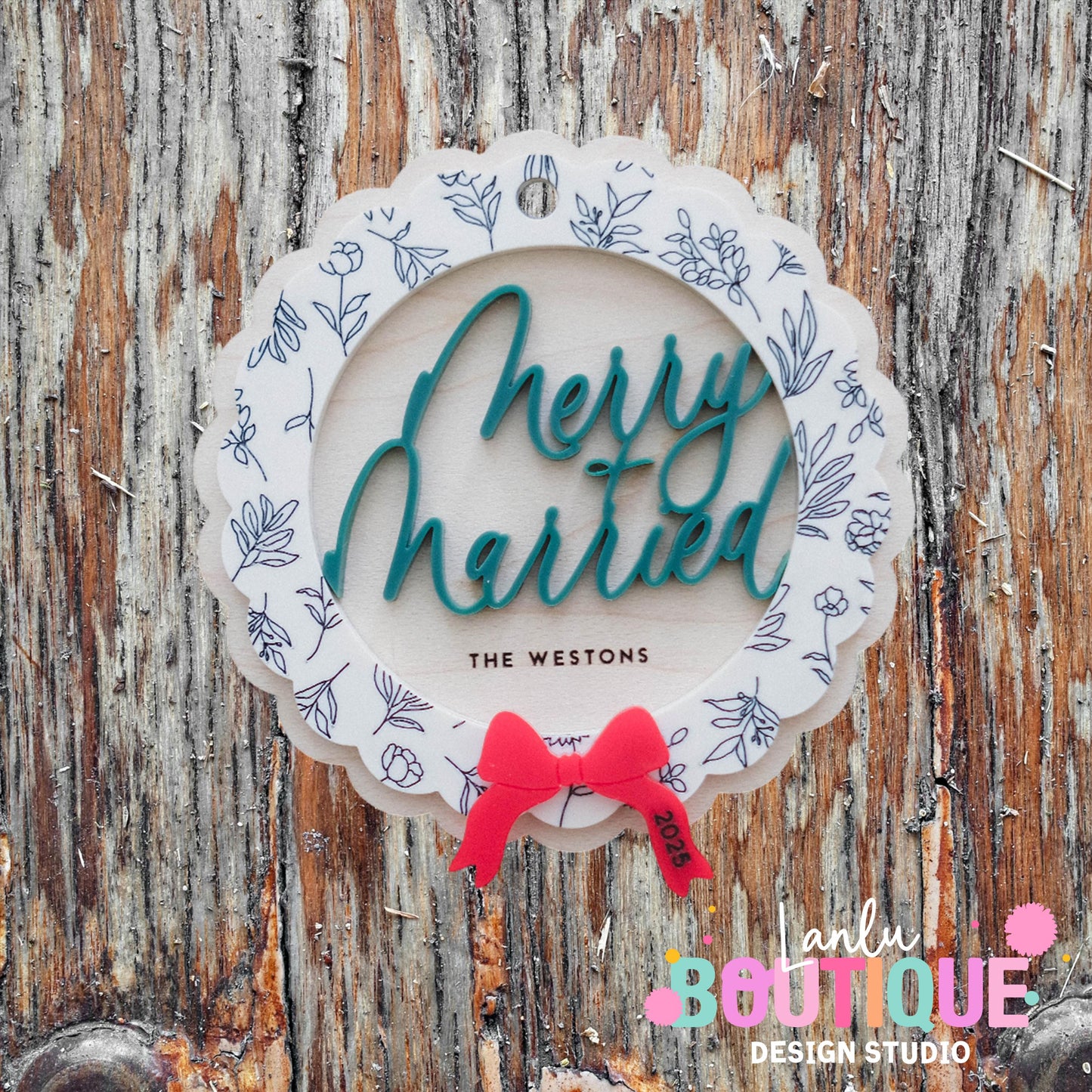 Merry Married Christmas Ornament - Personalized Holiday Decor