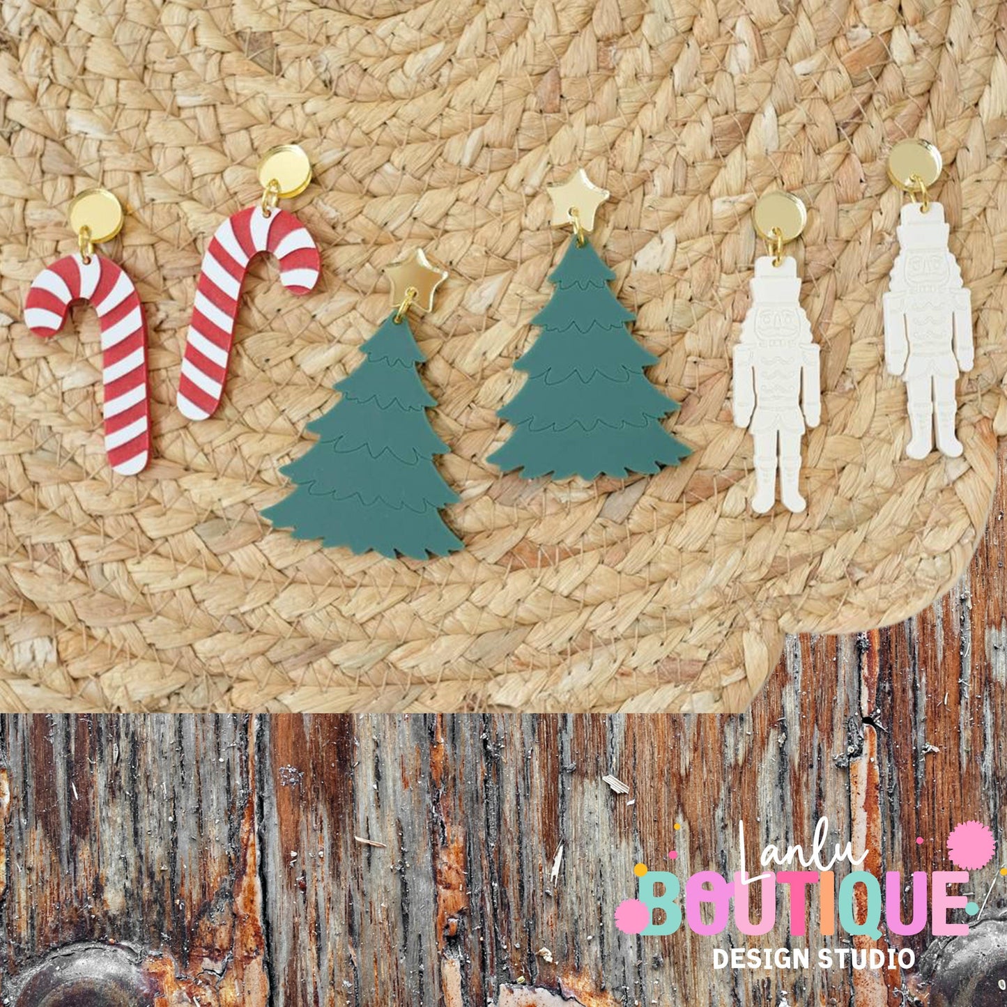 Festive Christmas Earrings Set - Candy Cane, Christmas Tree & Nutcracker Holiday Jewelry