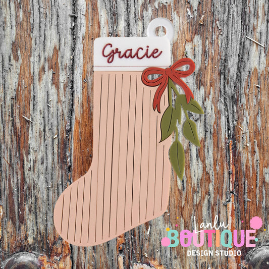 Christmas Stocking Ornament with Name | Custom Holiday Decoration Gift