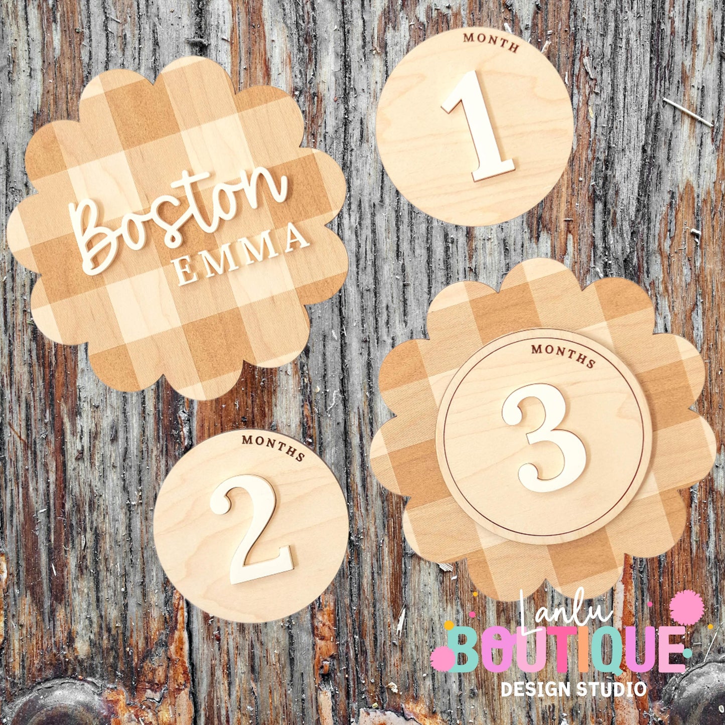 Boho Baby Milestone Discs | Wooden Daisy Flower Monthly Markers | Personalized Baby Photo Props