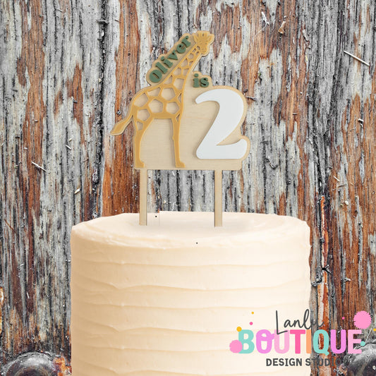 Giraffe Birthday Cake Topper - Customizable Party Decoration for Kids' Special Day
