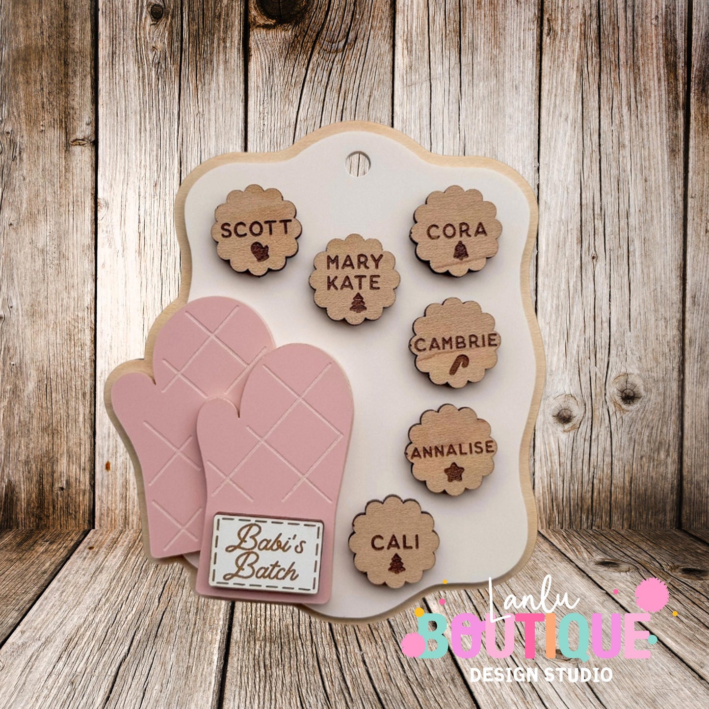 Family Batch Cookies Ornament - Personalized Christmas Gift - Custom Wooden Holiday Decor