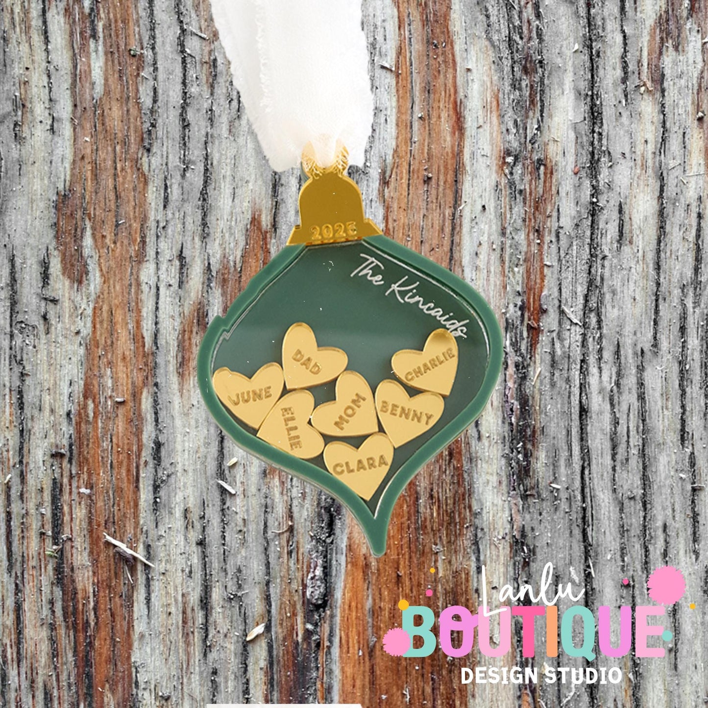 Custom Shaker Christmas Ornament | Personalized Family Name Ornament | Handmade Xmas Decoration