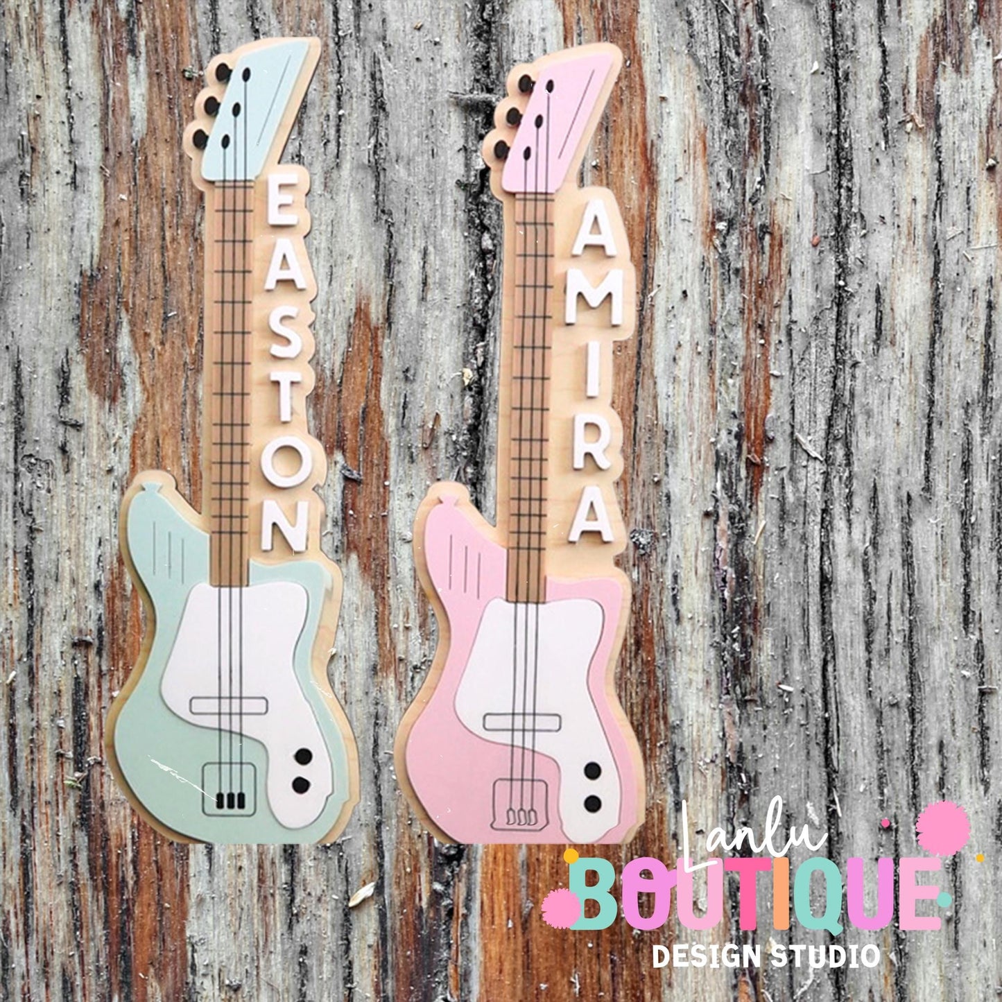 Guitar Ornament for Music Lovers | Custom Name Christmas Gift | Handmade Holiday Decor