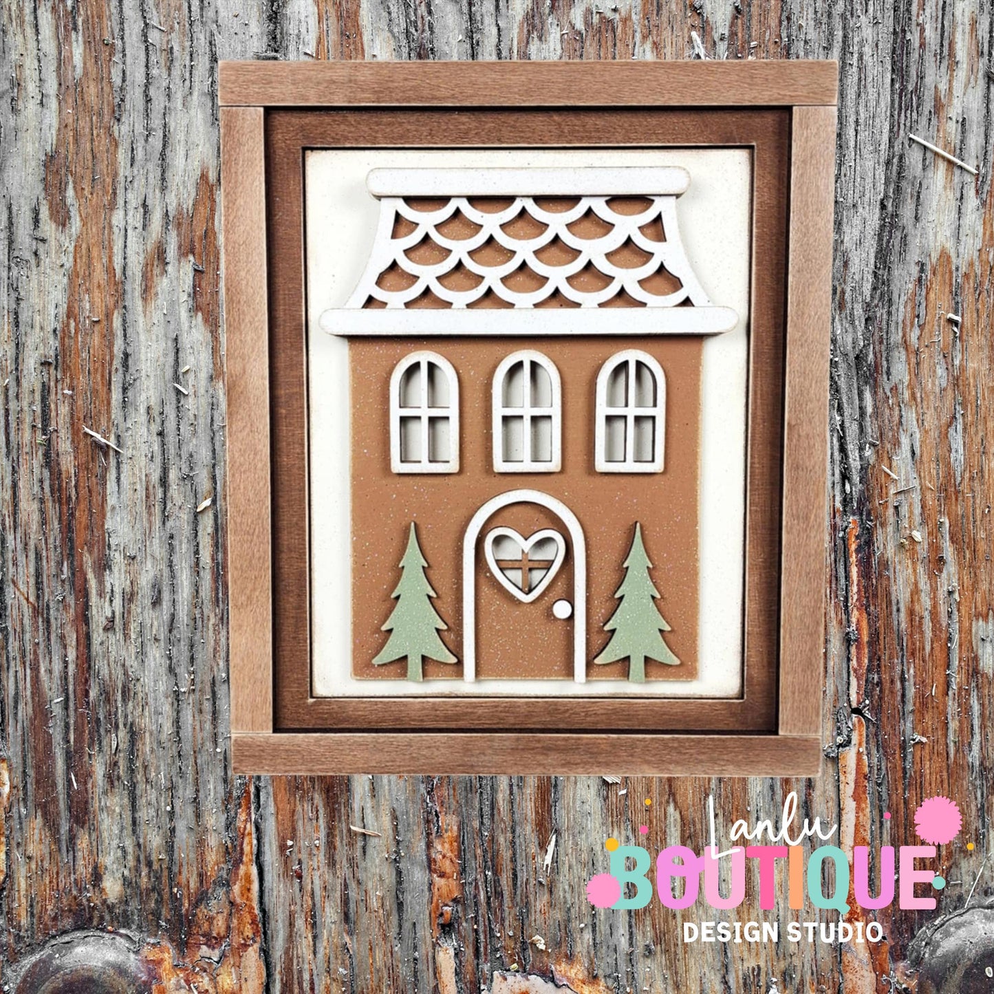 Gingerbread House Wall Decor - Rustic Holiday Home Art for Festive Christmas Ambiance