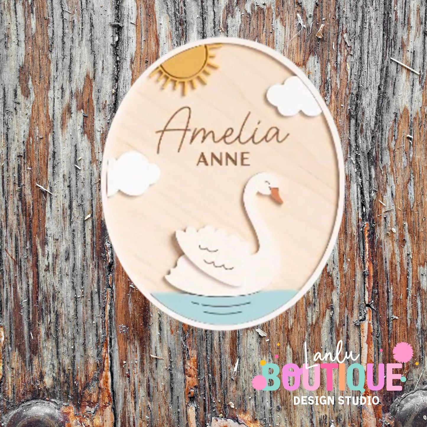 Goose Oval Name Sign - Custom Wooden Art for Home, Nursery Decor