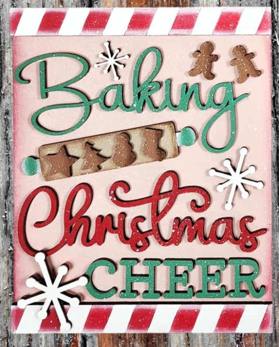 Christmas Wall Decor Set - Baking Spirits Bright Holiday Cheer Ornaments