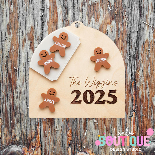 Gingerbread Family Last Name Ornament - Custom Christmas Decoration 2025