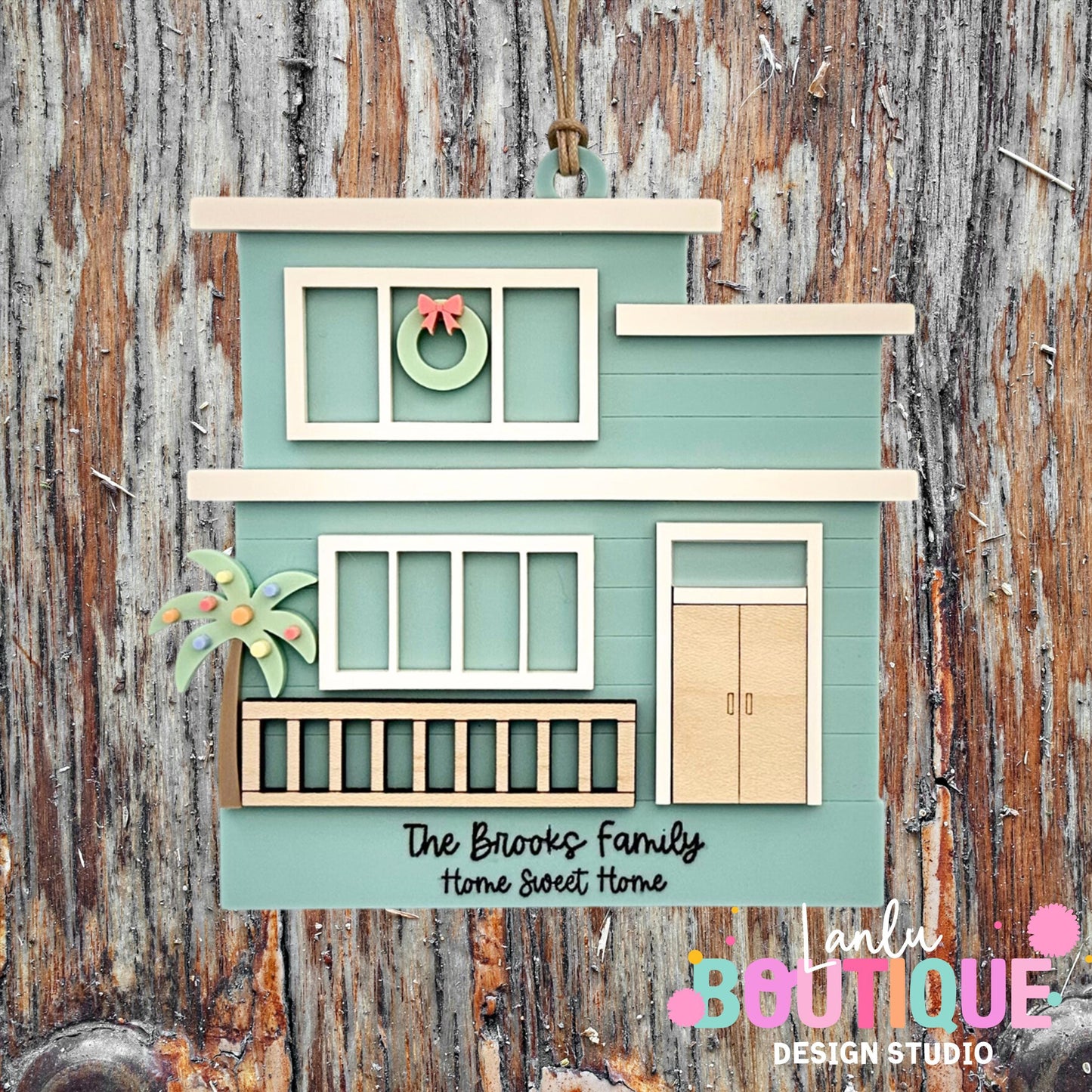 Beach House Christmas Ornament - Handmade Coastal Holiday Decor Gift
