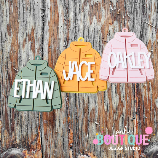 Puffy Jacket Christmas Ornament - Custom Name Holiday Decor - Unique Keepsake Gift