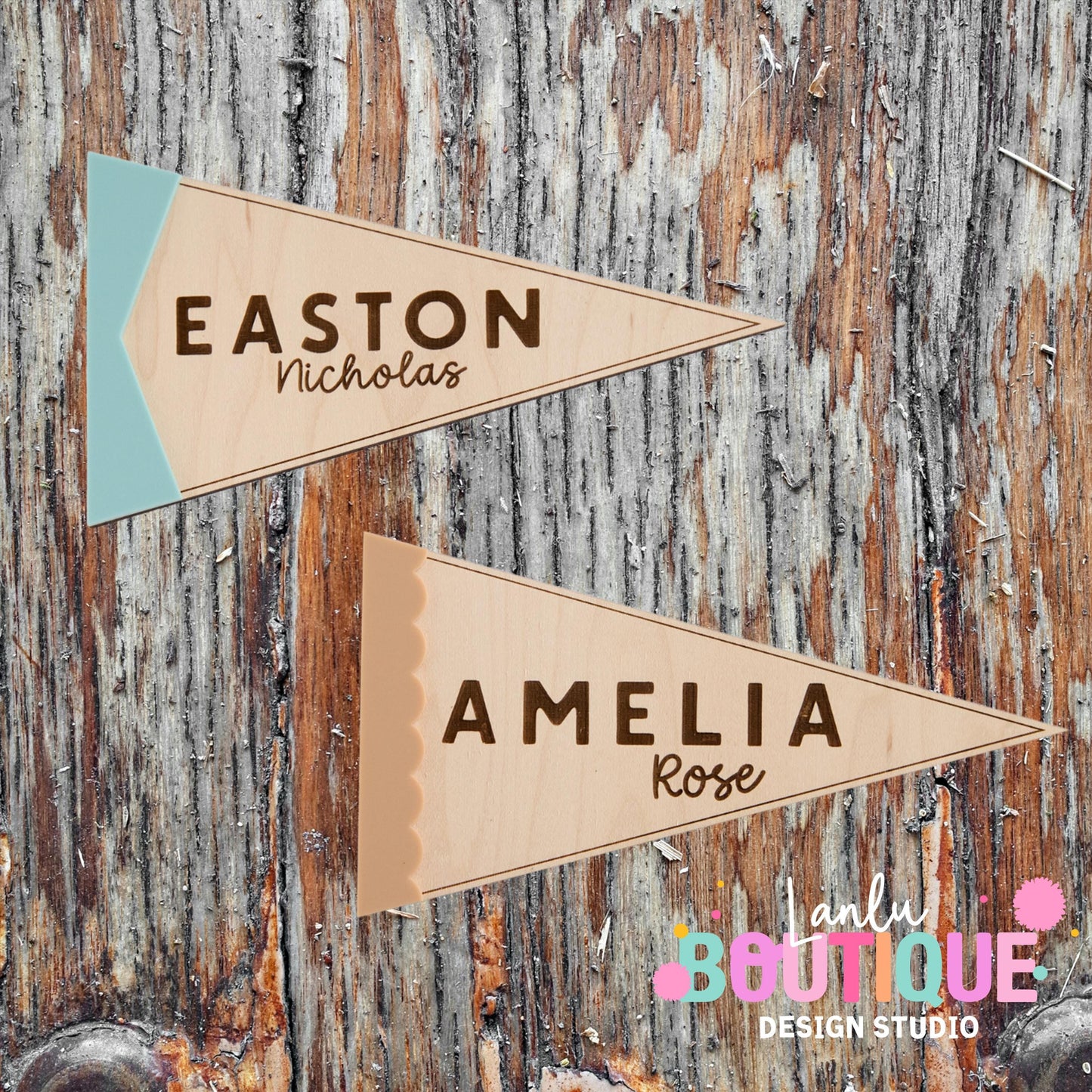 Wooden Pennant Flags - Custom Name Decor for Nurseries, Bedrooms, or Events