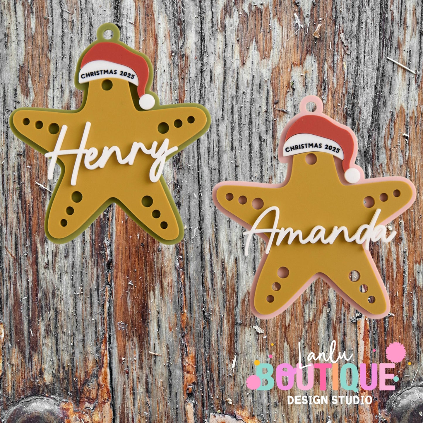 Starfish Name Christmas Ornament - Custom Holiday Decor - Unique Coastal Beach Theme Gift