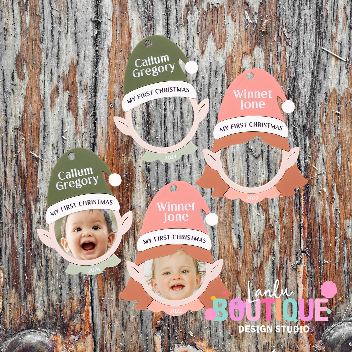 Elf My First Christmas Photo Ornament - Custom Baby Keepsake Decoration