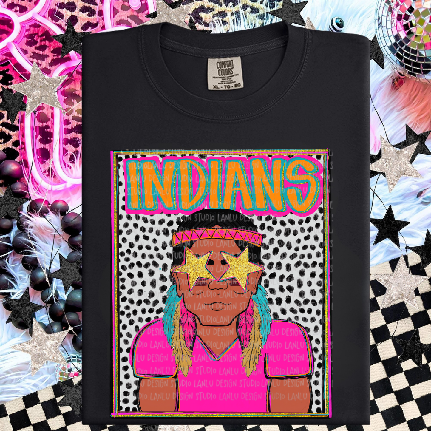 INDIANS  PREPPY MASCOT PORTRAIT TEE | TEAM SPIRIT| GAME DAY