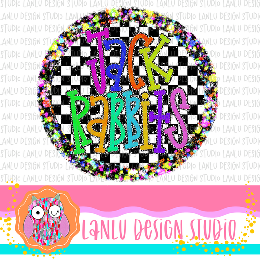Preppy Brights Checkered Mascot PNG |Jack Rabbits