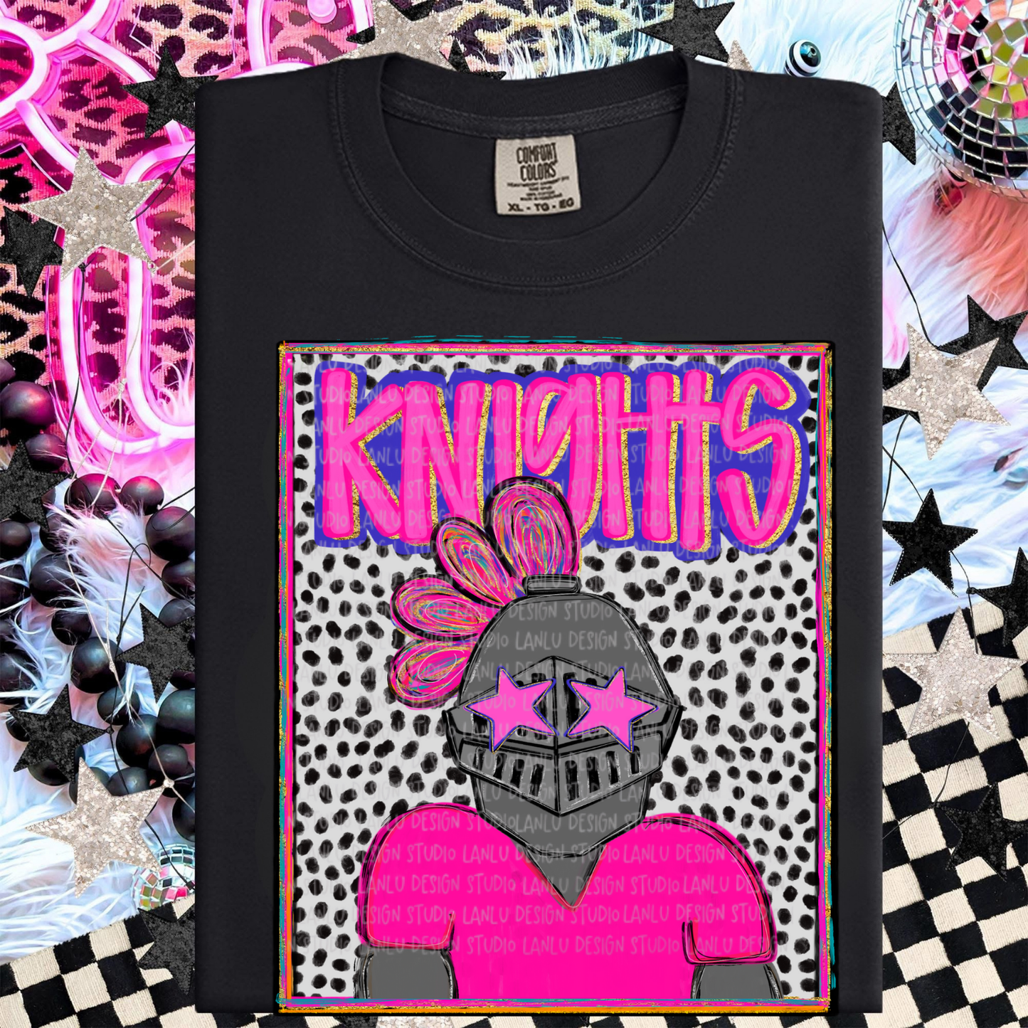 KNIGHTS PINK PREPPY MASCOT PORTRAIT TEE | TEAM SPIRIT| GAME DAY