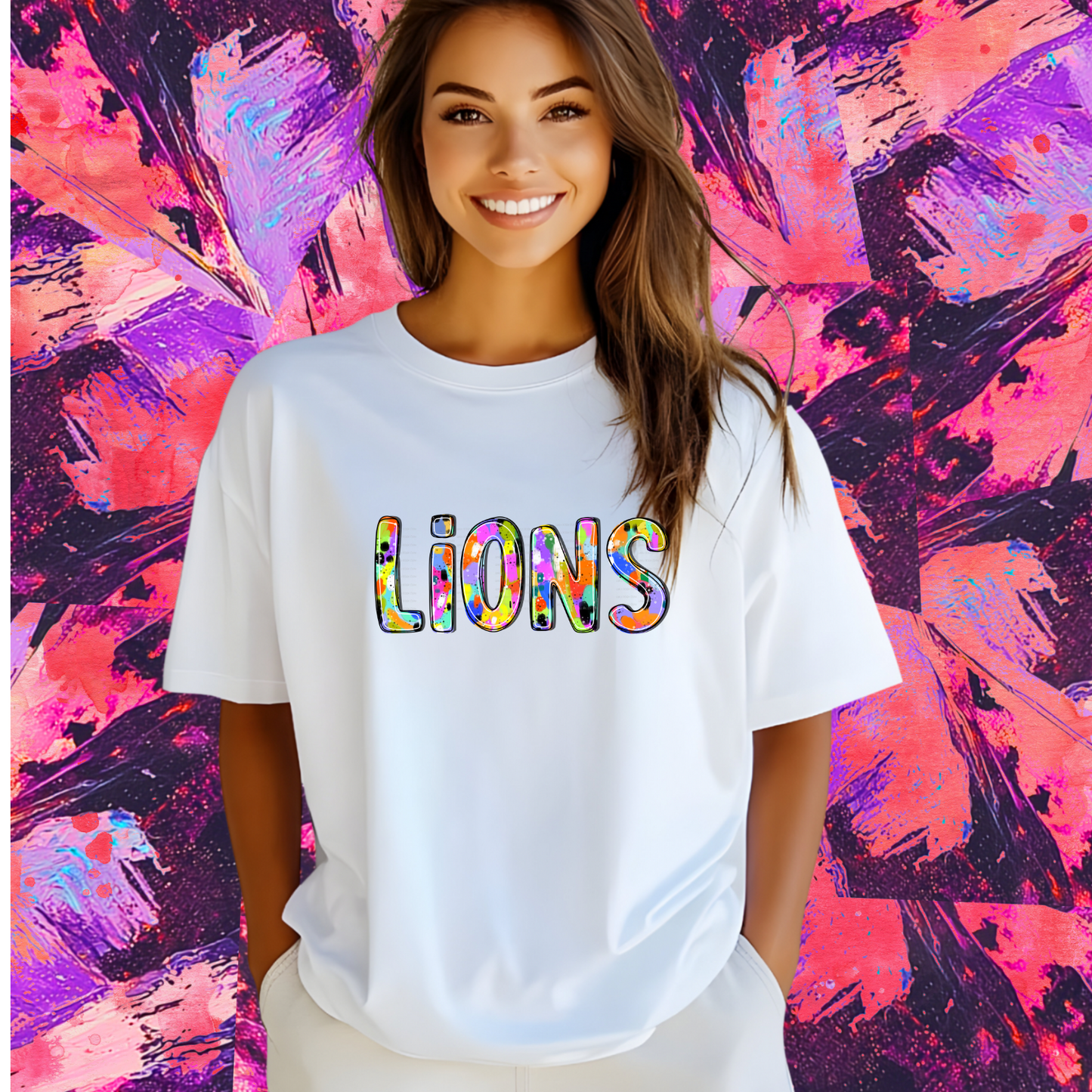 ABSTRACT PAINT MASCOT TEE | LIONS