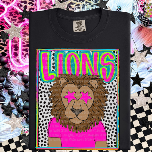 LIONS PREPPY MASCOT PORTRAIT TEE | TEAM SPIRIT| GAME DAY