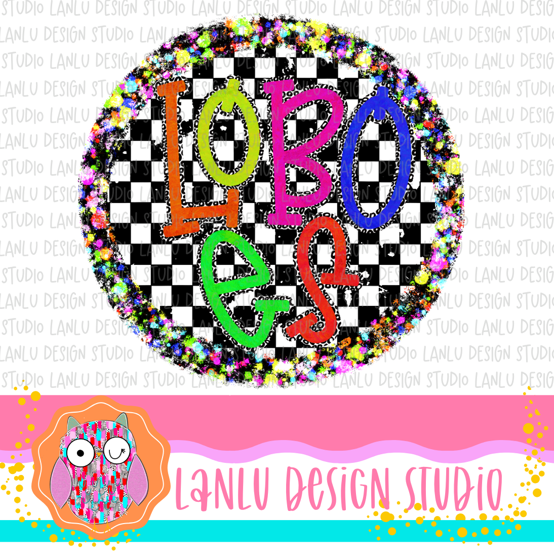 Preppy Brights Checkered Mascot PNG |Loboes I