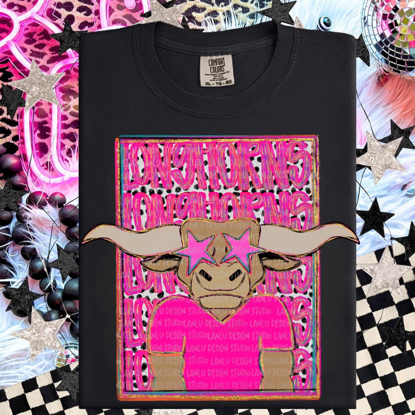 LONGHORNS PREPPY MASCOT PORTRAIT TEE | TEAM SPIRIT| GAME DAY