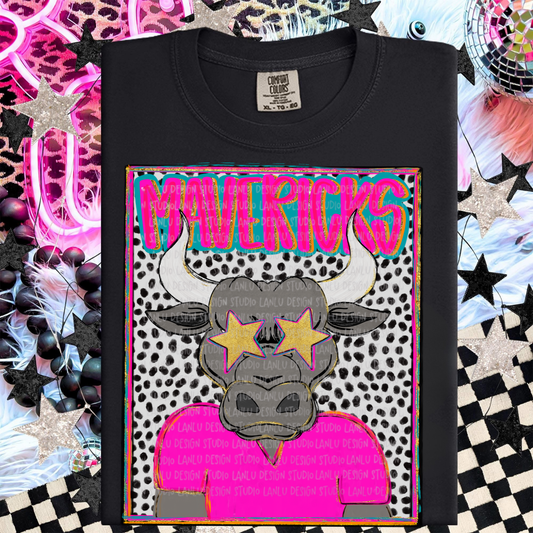 MAVERICKS HOT PINK PREPPY MASCOT PORTRAIT TEE | TEAM SPIRIT| GAME DAY