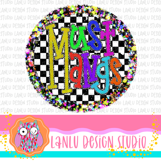 Preppy Brights Checkered Mascot PNG |Mustangs I