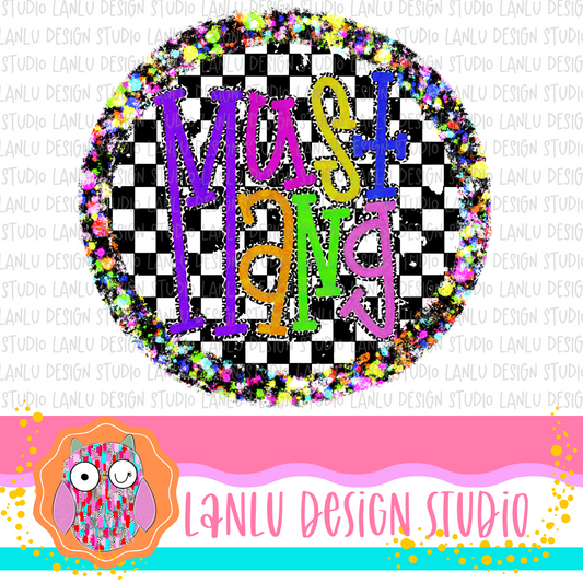 Preppy Brights Checkered Mascot PNG | Mustang