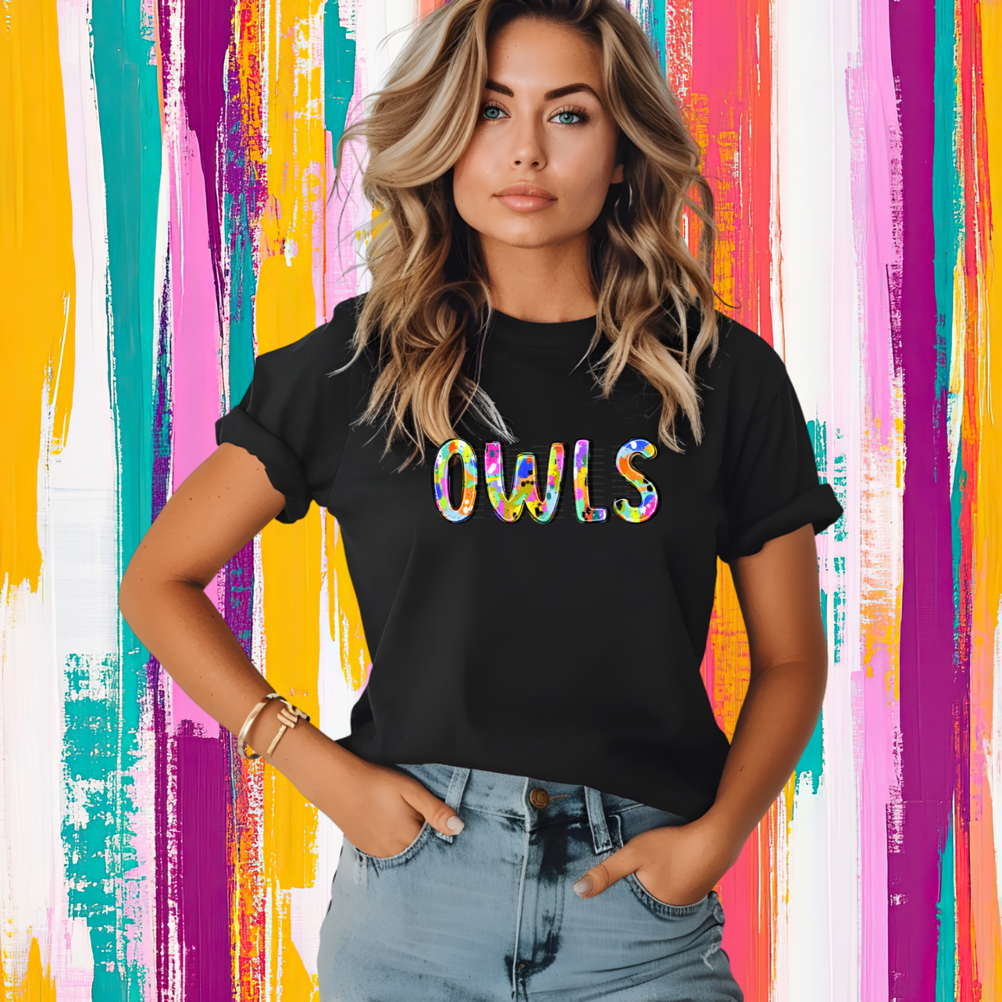 ABSTRACT PAINT MASCOT TEE |OWLS