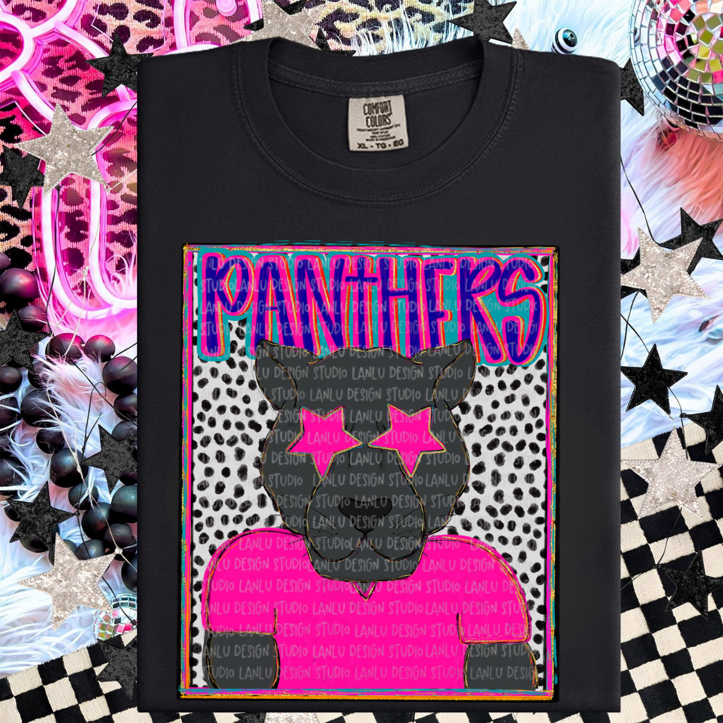 PANTHERS  PREPPY MASCOT PORTRAIT TEE | TEAM SPIRIT| GAME DAY
