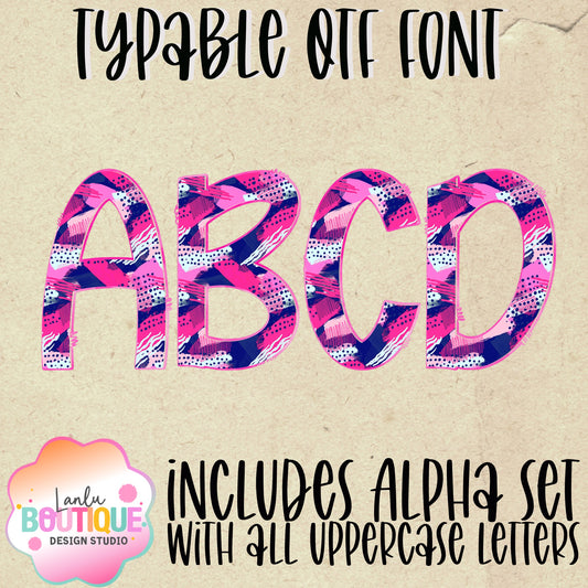 Pink & Purple paintbrush OTF Typable Alpha