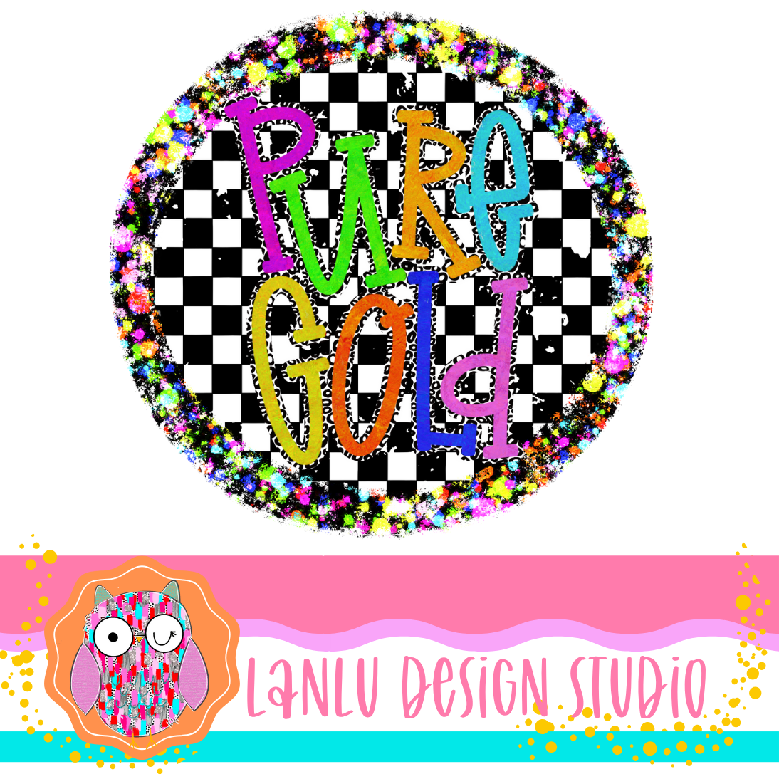 Preppy Brights Checkered Mascot PNG | Pure Gold