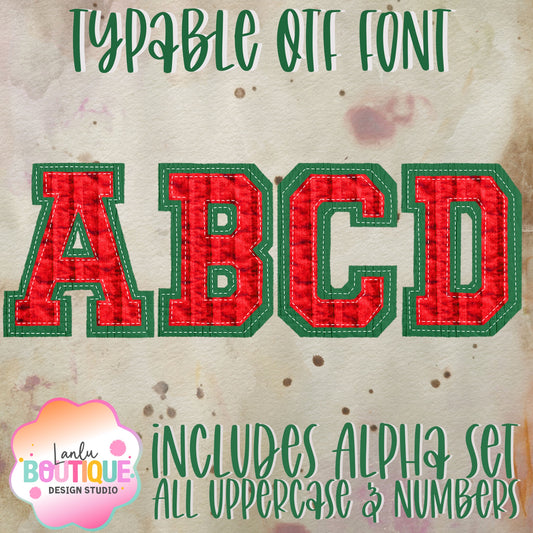 Quilted Red & Green Christmas OTF Typable Alpha