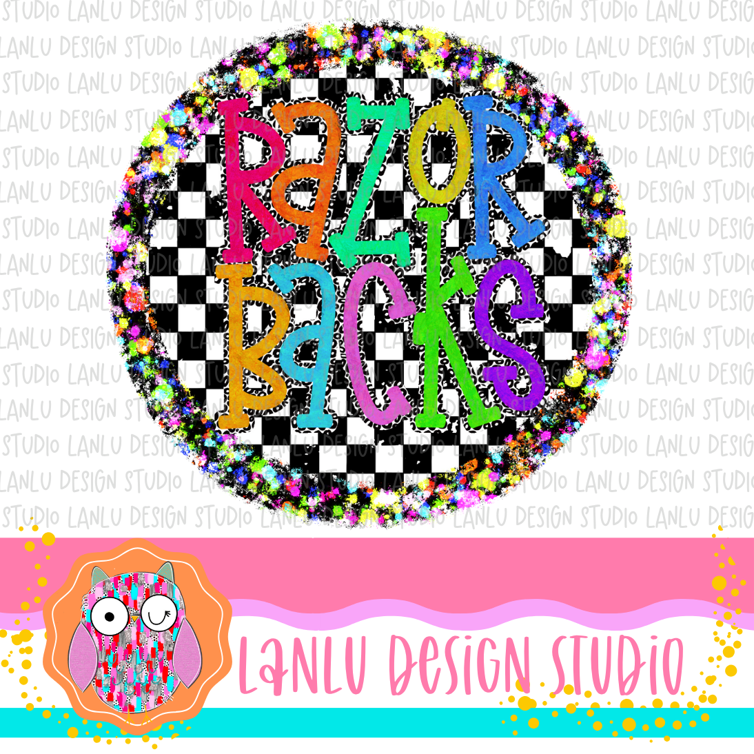 Preppy Brights Checkered Mascot PNG | Razorbacks