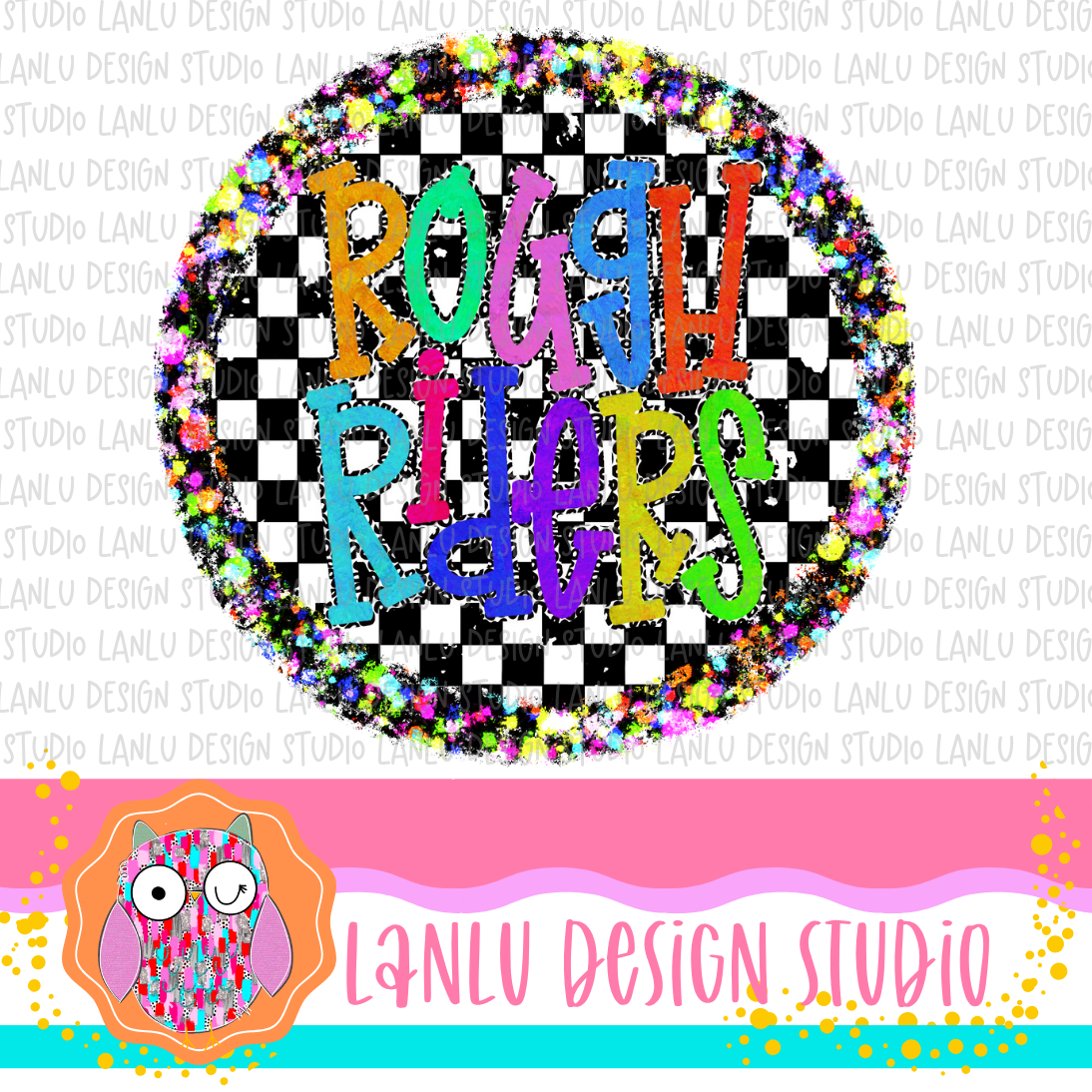 Preppy Brights Checkered Mascot PNG | Roughriders