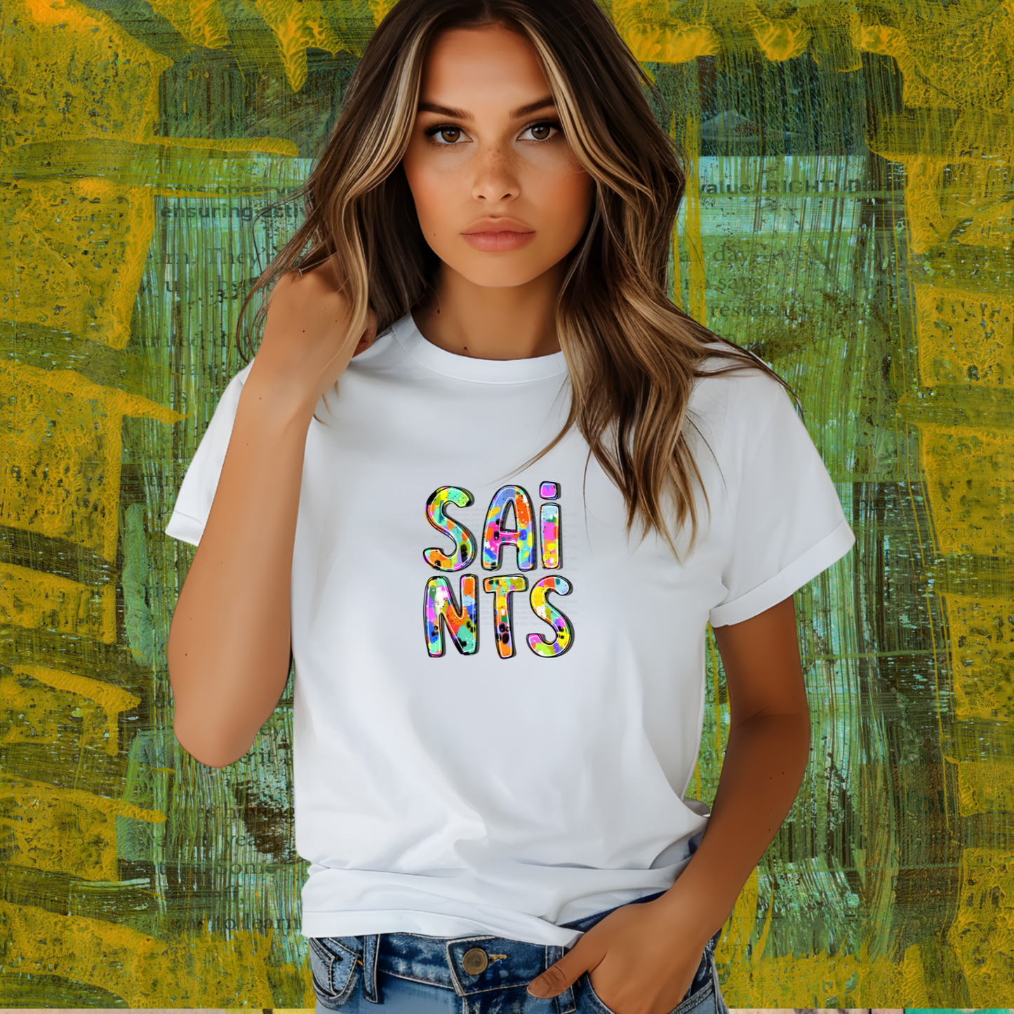 ABSTRACT PAINT MASCOT TEE | SAINTS