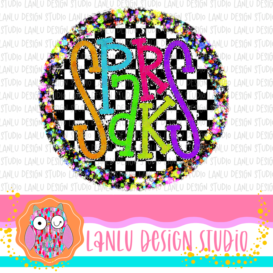 Preppy Brights Checkered Mascot PNG | Sparks