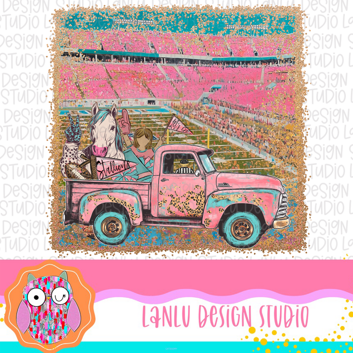 Preppy Tailgates & Touchdowns Stadium Mascot PNG