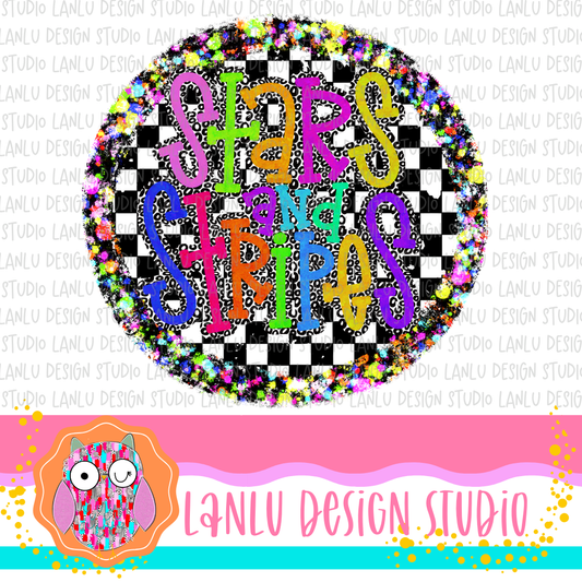 Preppy Brights Checkered Mascot PNG | Stars and Stripes