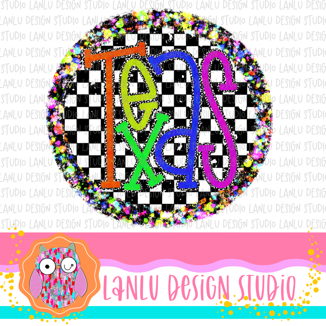 Preppy Brights Checkered Mascot PNG |Texas I