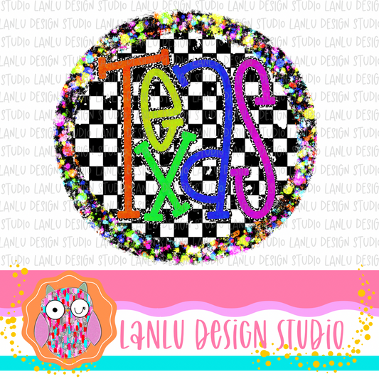 Preppy Brights Checkered Mascot PNG |Texas I